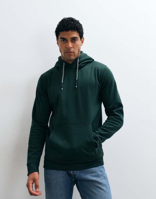 Brave Soul hoodie with contrast drawstrings in dark green, 5 of 5