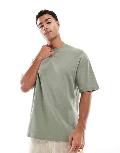 Brave Soul - Hoogsluitend oversized T-shirt in saliegroen - view 1