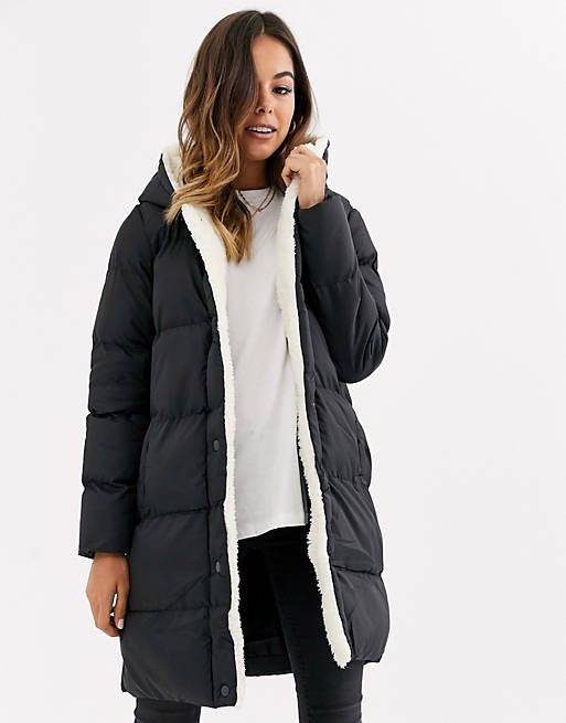Brave Soul hoplong padded coat with borg lining | ASOS