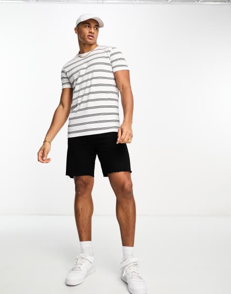 Brave Soul horizontal stripe t-shirt in white & navy - view 1