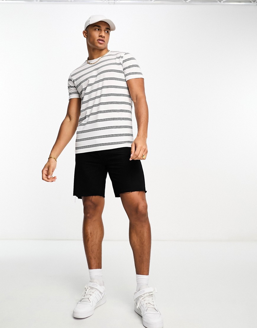Brave Soul horizontal stripe t-shirt in white & navy