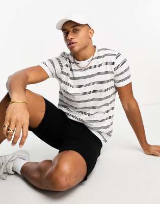 Brave Soul Horizontal Stripe T-shirt In White