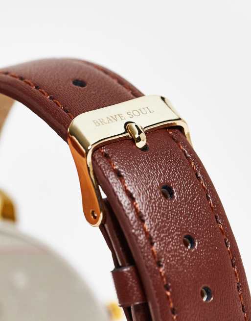 Brave Soul - Horloge met smal bandje in bruin , 2 van 4