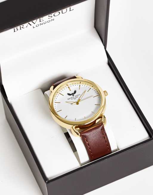 Brave Soul - Horloge met smal bandje in bruin , 4 van 4
