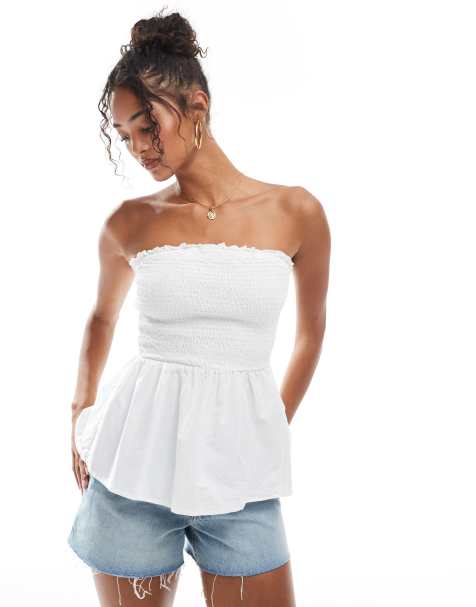 Brave Soul - Hvid bandeau-top med rynkede detaljer - view 1