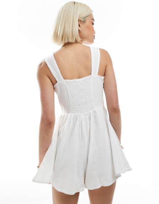Brave Soul - Hvid ærmeløs playsuit med knapdetaljer, 4 af 4