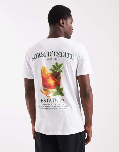 Brave Soul - Hvid T-shirt med korte ærmer og cocktailprint - view 1