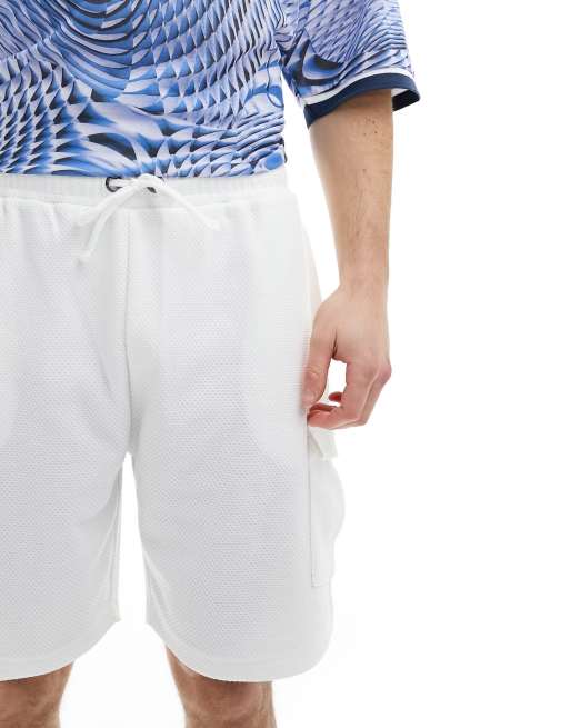 Brave Soul - Hvide kraftige cargoshorts med tekstur - Del af sæt, 5 af 5