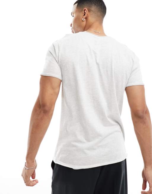 Brave Soul - Hvidmeleret T-shirt med rå kant, 4 af 4
