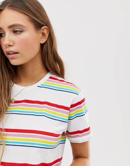 rainbow striped ringer tee