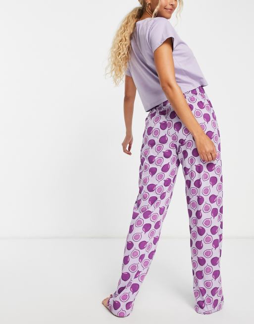 Brave Soul I'm a fig deal wide leg pants pajama set in mauve and