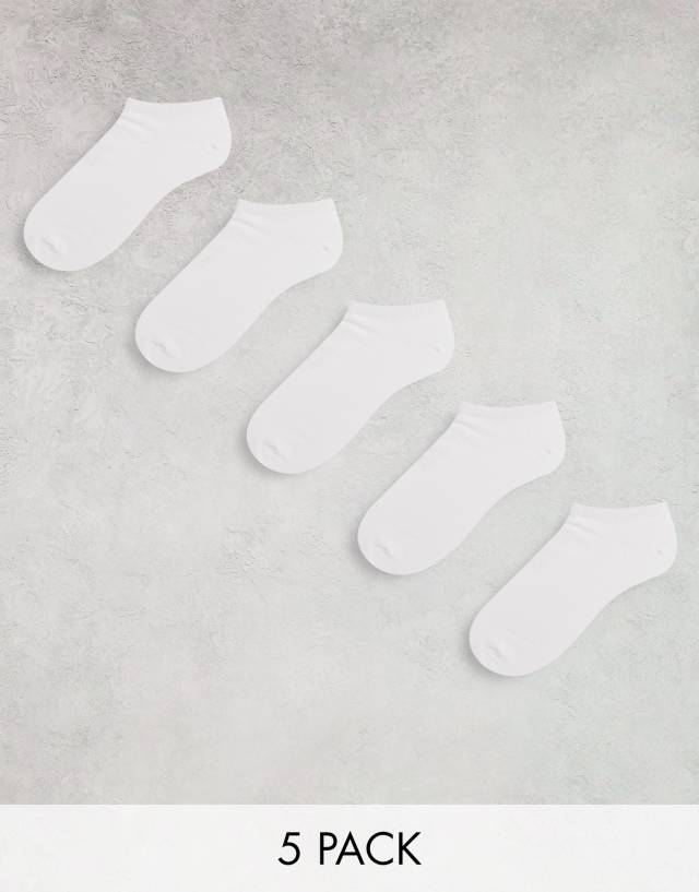 Brave Soul jackie 5 pack sneaker socks in white