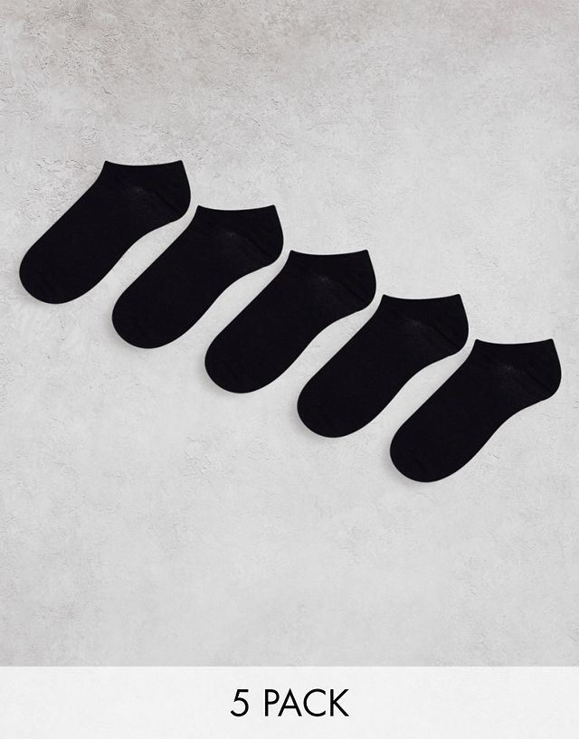 Brave Soul jackie 5 pack sneakers socks in black