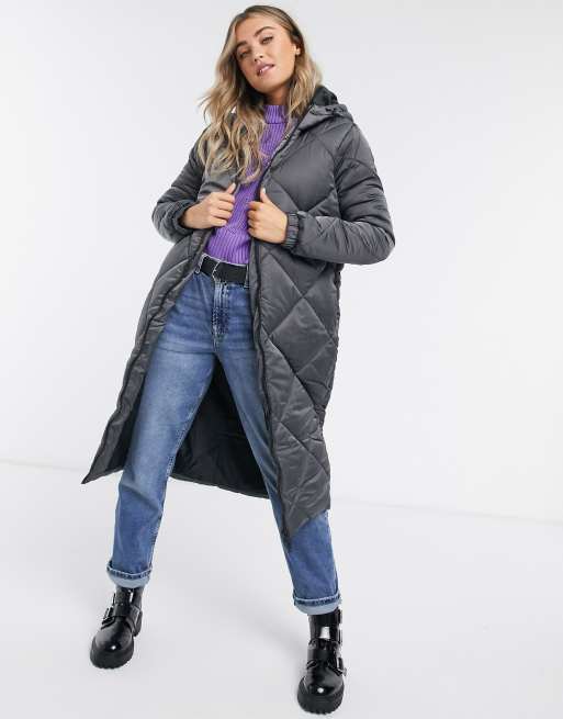 Brave Soul jaz satin longline puffer jacket | ASOS