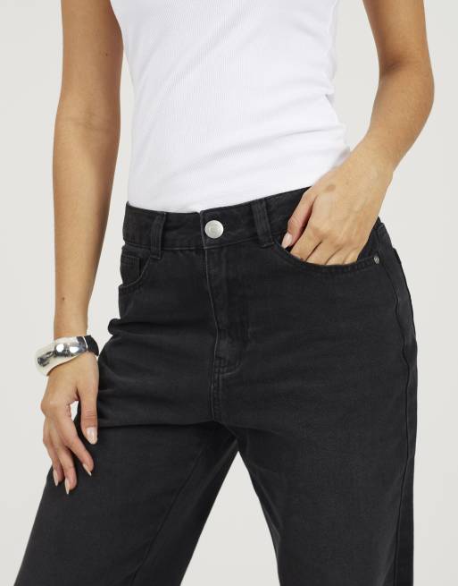 Brave Soul - Jeans dritti a vita medio alta neri, 4 di 4