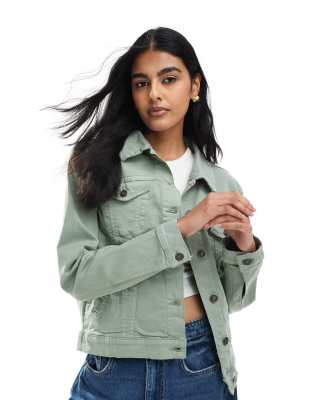 Jeansjacke in Khaki-Grün Grün 44
