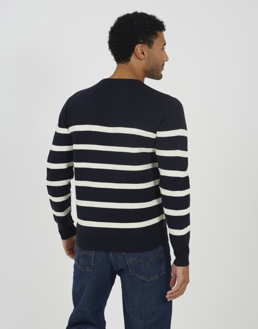 Brave Soul jersey a rayas de cuello redondo en azul marino, 2 de 4