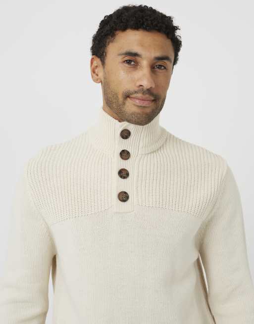 Brave Soul jersey con cuello alzado y botones en piedra clara, 4 de 4