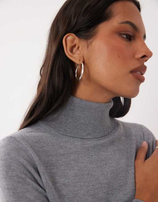 Brave Soul - jersey de cuello vuelto supersuave en gris, 3 de 4