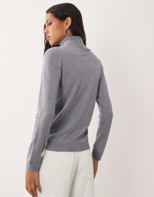 Brave Soul - jersey de cuello vuelto supersuave en gris, 4 de 4