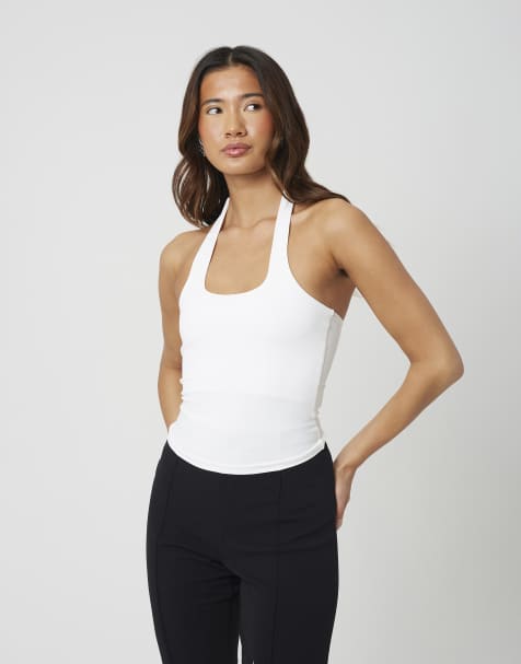 Brave Soul Jersey halter neck top in white - view 1
