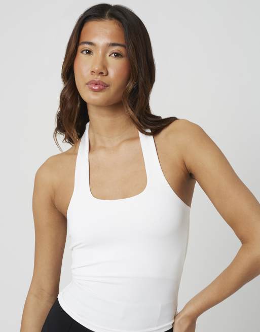 Brave Soul Jersey halter neck top in white, 4 of 4