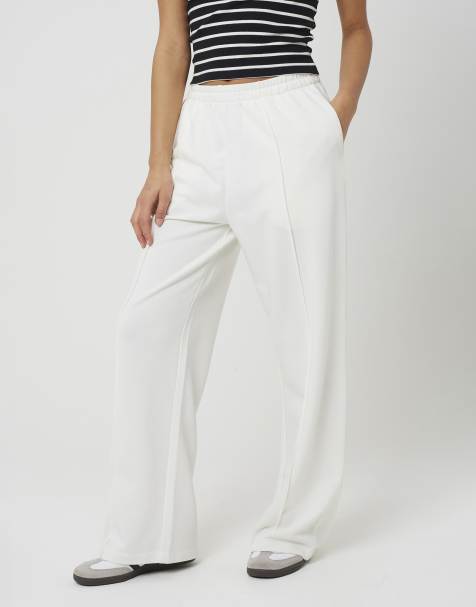 Brave Soul Jersey jogger with seam detail in cream - view 1