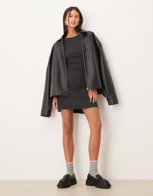 Brave Soul jersey mini dress in charcoal, 3 of 4