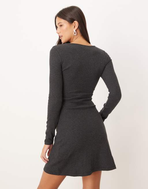 Brave Soul jersey mini dress in charcoal, 4 of 4