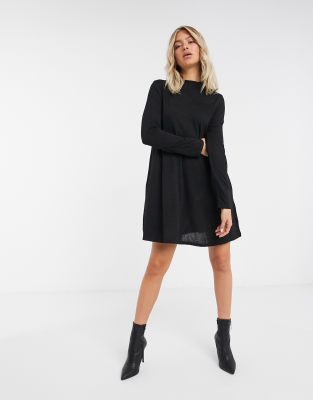 black jersey swing dress