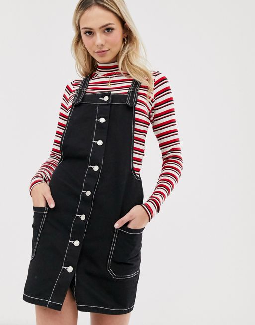 Brave Soul joan dungaree dress with contrast stitch | ASOS