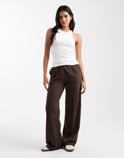 Brave Soul - Joggers dritti marrone cioccolato in misto cotone - view 1