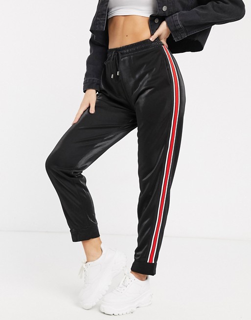 Brave Soul joggers with side stripe in black