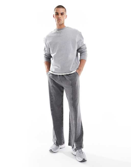 Brave Soul - Joggingbroek met wijde pijpen in zwarte acid wash