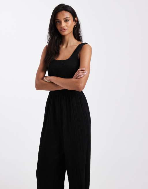 Brave Soul – Jumpsuit in Schwarz mit U-Ausschnitt, 3 von 4