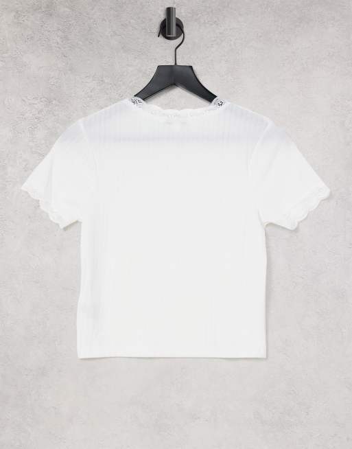 Brave Soul kaiko lace trim ribbed T-shirt, 2 of 4
