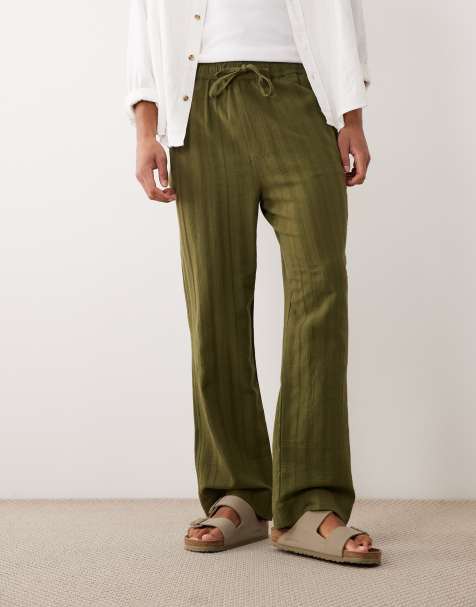 Brave Soul – Kakifärgade, avslappnade byxor i regular fit, del av set - view 1