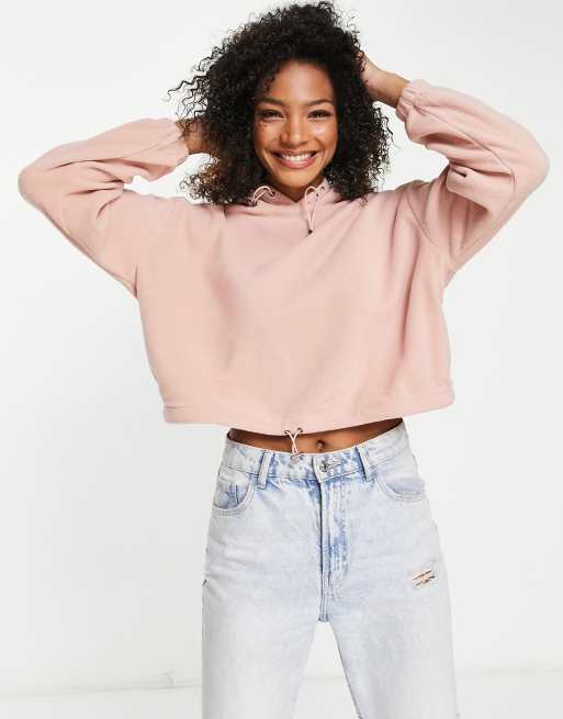 Brave Soul kelly hoodie fleece in dusky pink