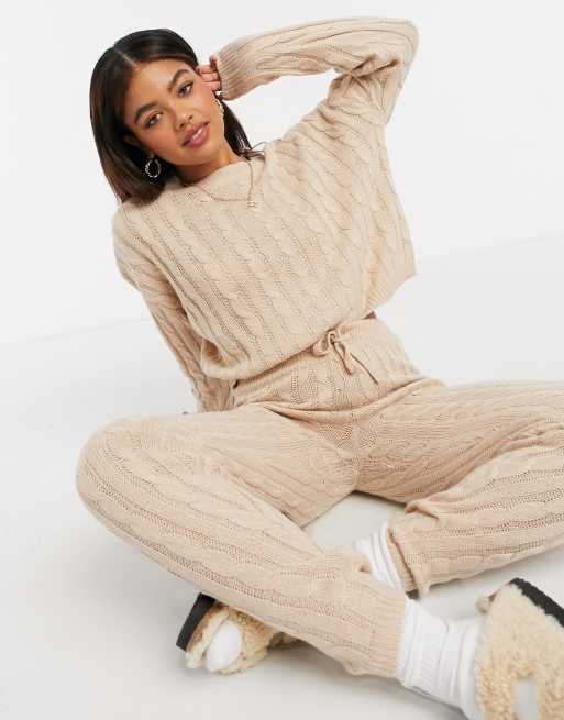 Plus Knitted Jumper & Jogger Set  Lounge wear, Tracksuit women