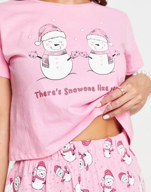 Brave Soul - Kerstmis - Pyjamaset met sneeuwpoppen in roze, 2 van 4
