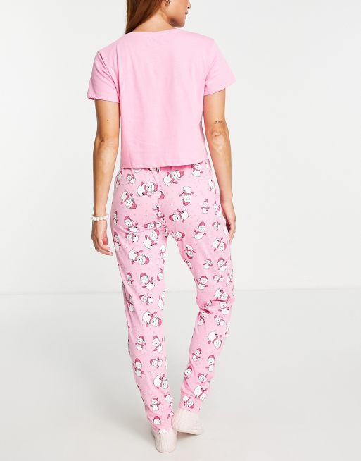 Brave Soul - Kerstmis - Pyjamaset met sneeuwpoppen in roze, 3 van 4