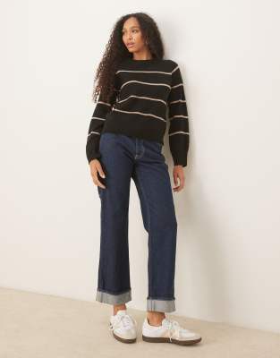 Brave Soul Knit Crew Neck Sweater In Black
