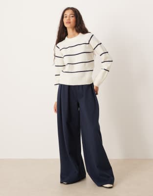 Brave Soul Knit Crew Neck Sweater In White