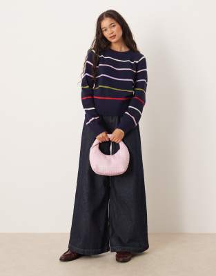 Brave Soul Knit Crew Neck Sweater In Blue