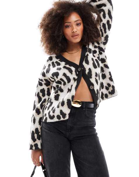 Brave Soul knit leopard print cardigan - view 1