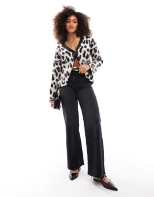 Brave Soul Knit Leopard Print Cardigan-multi In Multi