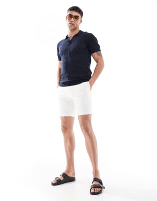 Brave Soul Knit Polo Shirt In Navy