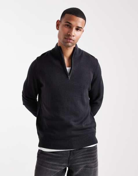 Brave Soul knit quarter zip jumper in navy - view 1
