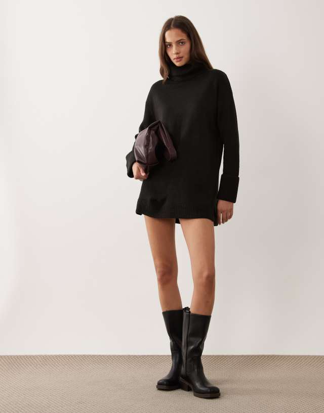 black turtleneck short dress Brave Soul knit mini in Style with heels or