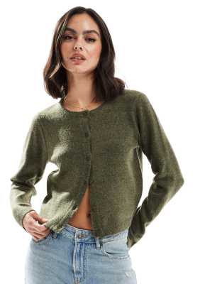 Brave Soul knitted cardigan in khaki